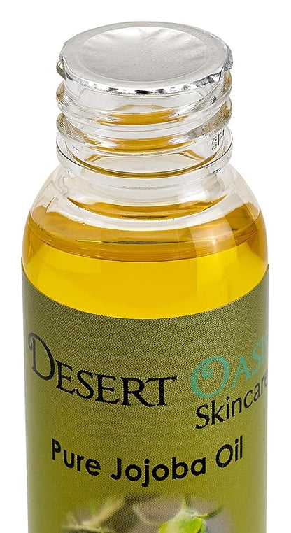 100% Pure Organic Jojoba Oil. Travel Size 1 oz plus 2 Pack Organic Unscented Lip Balms with over 70% Jojoba Oil. 100% Natural. By Desert Oasis Skincare (1 fl oz/29 ml)