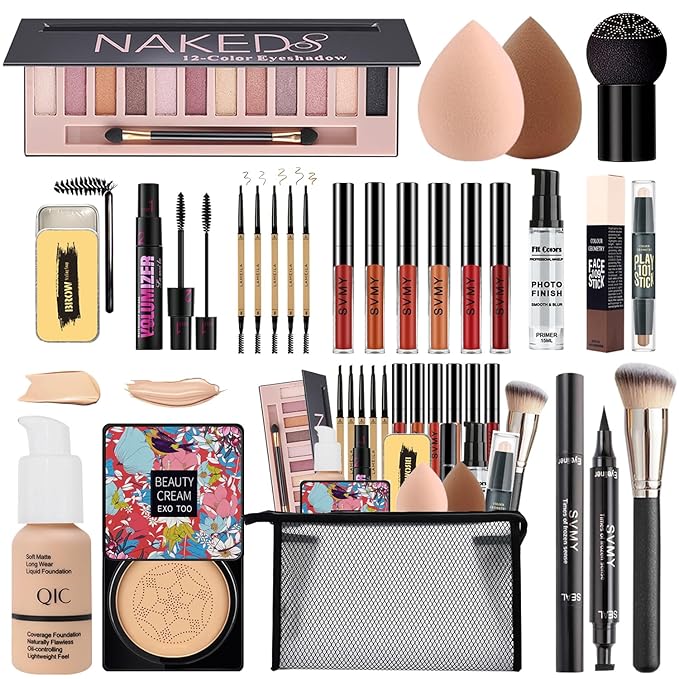 All in One Makeup Kit,Includes Naked Eyeshadow,CC Cream,Liquid