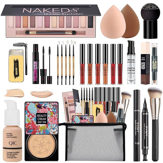 All in One Makeup Kit,Includes Naked Eyeshadow,CC Cream,Liquid