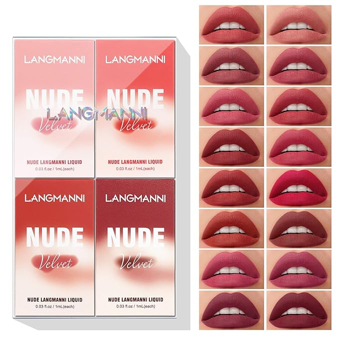 LANGMANNI Matte Liquid Lipstick Makeup Set Velvety Liquid LANGMANNI