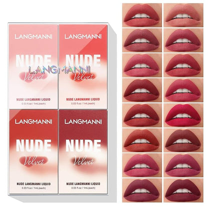 LANGMANNI Matte Liquid Lipstick Makeup Set Velvety Liquid LANGMANNI
