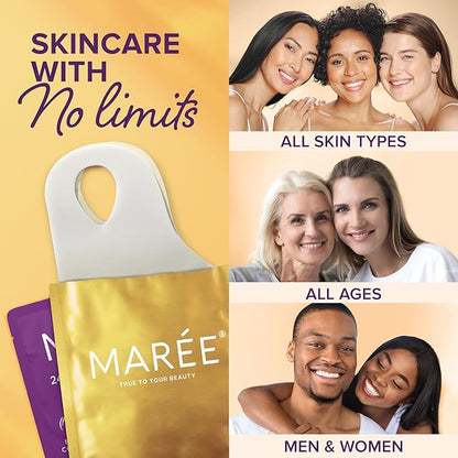 MAREE V Line Lifting Mask with 24K Gold - Deep Collagen Jawline Shaper with Retinol for Face Lift - Facial Skincare Chin Strap - Hyaluronic Acid, Vitamin E | V Lifting Face Mask