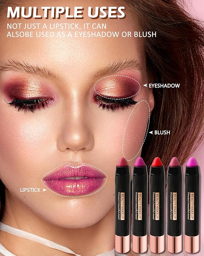 Metallic Diamond Glitter Matte Lipstick Crayon Pencil, Long Lasting Non-Stick Red Shiny Creamy Lip Gloss Lip Liner Pen, Sparkling High Pigment Waterproof Eyeshadow, Shimmer Lip Blam Stain Makeup – 07#