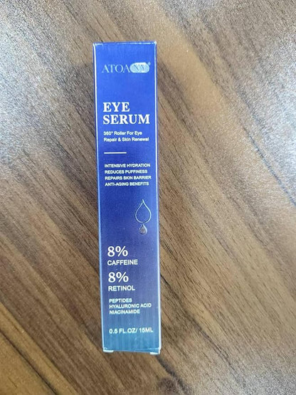 2 Packs Eye Serum for Dark Circles and Puffiness with 8% Caffeine 8% Retinol Hyaluronic Acid Niacinamide, Under Eye Cream Anti Aging for Puffiness and Bags with 360° Eye Roller Ball for Women & Men