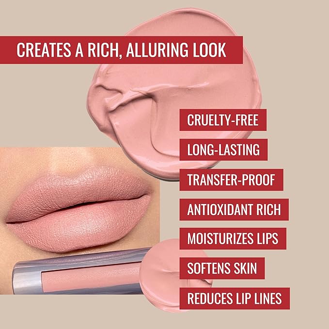 Runway Rogue Velvet Glam Liquid Lipstick, Almost-Matte Soft Nude Lipstick with a Touch of Blush, ‘Minimalist’