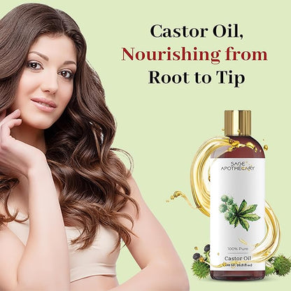 Castor Oil | 100% Pure and Natural | Nourishing Blend for Hair, Eyebrows, and Eyelashes - Promotes Scalp Health and Natural Beauty - 200 ml