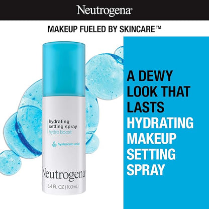 Neutrogena Hydro Boost Hydrating Makeup Setting Spray with Hyaluronic Acid, Longwear Makeup Setting Facial Mist for Smooth, Glowing, Dewy Skin, Non-Comedogenic & Hypoallergenic, 3.4 fl. oz