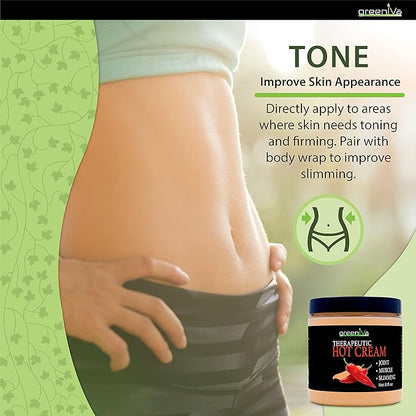 GreenIVe Hot Cream Massage Lotion for Joints Muscles and Skin Tighting Wraps Hot & Cold Sensation Bulk Jar (16oz Jar)