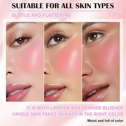Color Changing Blush,Glitter Color Changing Blusher for Cheeks,Waterproof for Women