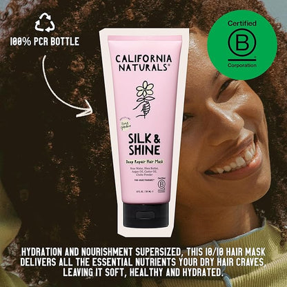 California Naturals Deep Repair Hair Mask, Paraben and Sulfate Free, Deep Conditioner for Dry, Damaged Hair, Nautral, Vegan, Hydrating and Conditioning, For Curly, Frizzy, All Hair Types, 12 fl oz