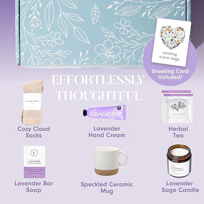 Unboxme Lavender Spa Gift Set - Relaxation Gifts for Women with Candle & Bath Bombs - Perfect Self-Care Gift for Women, Birthdays, Christmas, Get Well Soon, or Valentine's Day