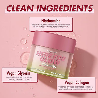 Collagen Night Cream - Dermatologist Tested, Korean Skin Care, Anti-Aging - Hydrating Moisturizer, Retains Moisture - Vegan, Non- GMO, Clean Beauty, 95% Natural - 1 Pack