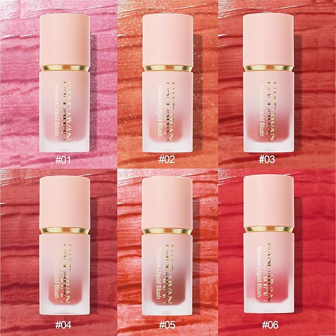 AKARY Mousse Liquid Blush, Soft Cream Makeup Blush, Tint(01#Love Cake)
