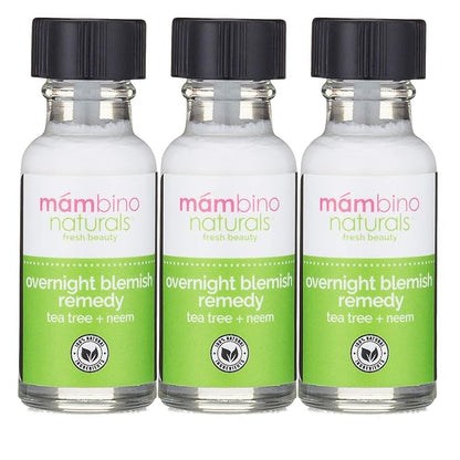 Overnight Blemish Solution Roll-On | Acne & Pimple Spot Care | Tea Tree & Plant-Based Formula | Cruelty-Free Skincare | 15 ml – Mambino Organics 3-Pack