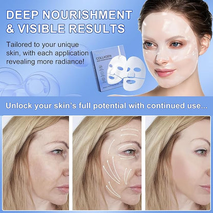 Collagen Face Mask 12PACK, Deep Hydrating Face Collagen Mask Overnnight, Collagen Face Mask for Women Skincare, Elasticity, Firming, Moisturizing, Suitable for All Skin Types, Christmas Gift for Women