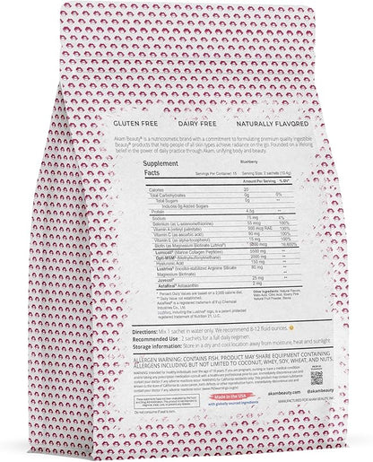 Marine Collagen Peptides Powder – 30-Count Pouch (Blushberry) – Wild-Caught, Hydrolyzed Type I – Hair, Skin, Nails & Joint Support – Ingestible Beauty® by Akam