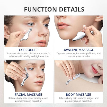 AIRSEE 3-in-1 Gua Sha Massage Tool, Eye Roller, Muscle Scraper, Help Skincare Products Absorb, Anti Aging Treatment, Reduces Wrinkles and Fine Lines, Beauty Tool with Travel Pouch Gifts