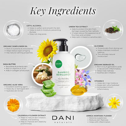 Naturals Hand & Body Lotion - Clean Bamboo Bergamot Scented, Deep Hydration Lotion for Dry Skin, With Shea Butter & Aloe Vera, Natural & Organic Ingredients, Paraben-Free, 12 Oz