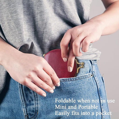 Leather Lipstick Pouch Mini Cosmetic Bag with Mirror Bag
