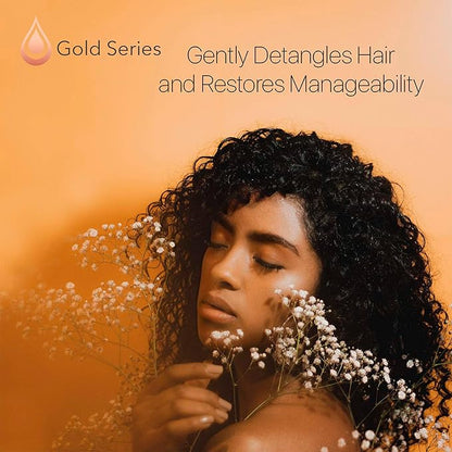Gold Series Leave-In Hair Mask – Argan Oil Hair Mask Enriched with Keratin – Nourishing and Gently Detangling Leave In Conditioner Spray for Curly, Frizzy or Damaged Hair, 4.2 Fl.oz
