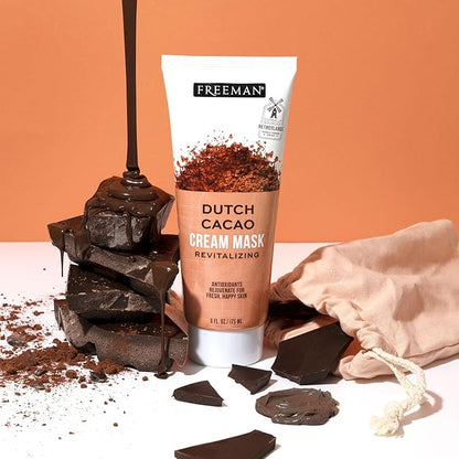 Freeman Exotic Blends Dutch Cacao Cream Face Mask, Antioxidant Rich, Rejuvenating Facial Mask Restores Skin, Chocolate Aroma, Clean Skincare, For All Skin Types, 6 fl. oz./175 ml. Tube (Pack of 3)