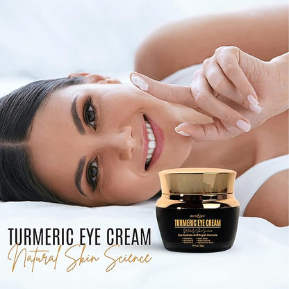 Hydrating Eye Cream & Peptide Serum Set – Turmeric + Vitamin C Eye Cream & Peptide Complex Face Serum with Hyaluronic Acid, Aloe Vera & Vitamins C+E – Nourishing Skincare Duo for a Refreshed Look