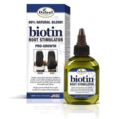 Difeel Biotin 3-PC Hair Growth Treatment Powerpack - Includes 12oz Hair Mask, 6oz Leave in Conditioning Spray & 2.5oz Root Stimulator