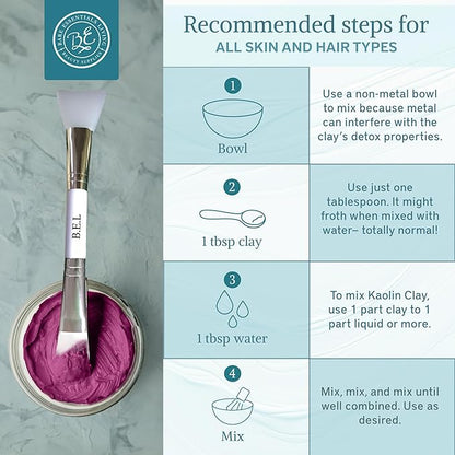Bare Essentials Living - Purple Kaolin Clay Powder (12oz) 100% Natural Purple Powdered Clay for Seed Bombs, Clay Mask, DIY Spa, Soap, Bath Bomb, Deodorant, Can be Used as Kaolin Clay for Gardening