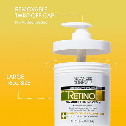 Advanced Clinicals Unscented Retinol Body Lotion & Face Moisturizer + Coconut Oil Body Cream For Women & Men | 2PC Skincare Set Helps Reduce Appearance Of Crepey Skin + Irritated Dry Skin, 2pc Set