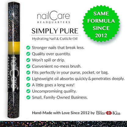 Cuticle Oil Pen for Nails - Nail Strengthener & Growth Oil and Serum for Damaged Nails, Hangnails w/Jojoba cuticle oil—Natural Fragrance - Holographic Glitter Pens 4-Pack