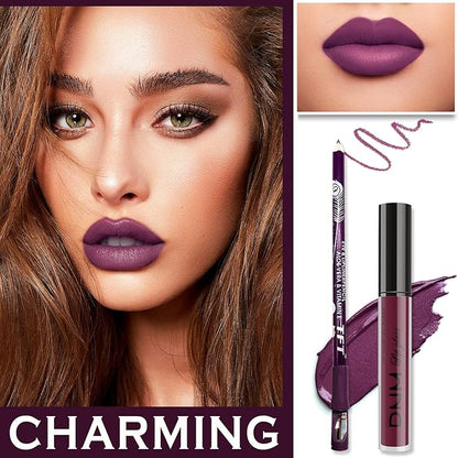 2PCS Matte Lip Liner and Lipstick Makeup Set, Gloss