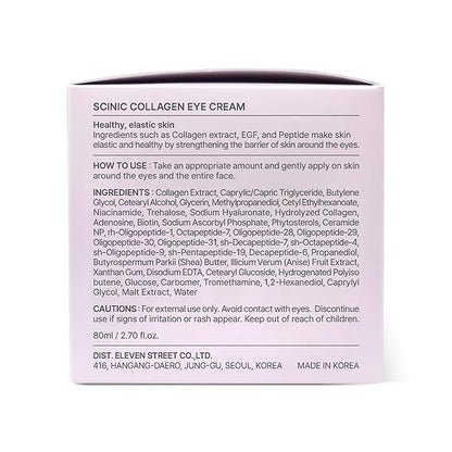 SCINIC Collagen Eye Cream 2.7 fl oz (80ml) | Contains70% Marine Collagen Extract | Peptide Strengthens Skin Elasticity | Dense Elasticity Care With One Eye Cream | Korean Skincare