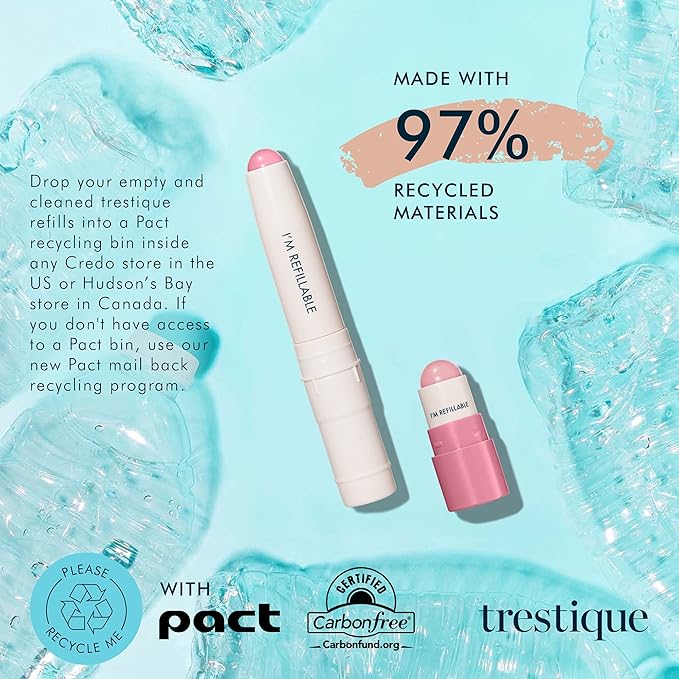 trestique Prime And Shine Lip Crayon, Refillable Shiny Lipstick With Built-in Lip Primer, Clean Beauty Makeup Lipstick, Lipstick For Women, 2-in-1 Glossy Lipstick and Lip Primer