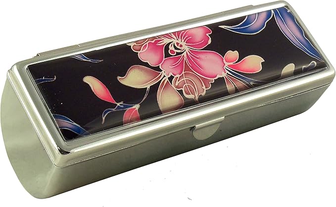 Houder Designer Lipstick Case with Mirror for Purse - Decorative Lipstick Holder with Gift Box - Velvet Lined - Protect Your Lipsticks in Style (Orchids)