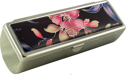 Houder Designer Lipstick Case with Mirror for Purse - Decorative Lipstick Holder with Gift Box - Velvet Lined - Protect Your Lipsticks in Style (Orchids)