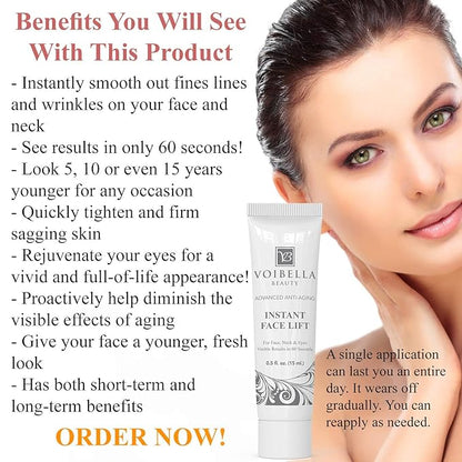 Instant Face Lift Cream Combo - Collagen Support, Revitalize Skin, Reduce The Appearance of Eye Bags and Fine Lines with Hydrating Serum, Instant Wrinkle Solution for Men and Women
