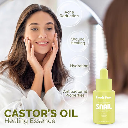 Face Fresh Snail Mucin Serum + Peptides for Glass Skin – 97% Snail Essence Hydrating Serum 30 ml 1.0 fl.oz – Anti Aging Hyaluronic Acid Serum – Reduces Wrinkles, Acne, Scars & Moisturizes Skin