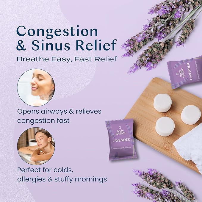 Body Restore Shower Steamers Aromatherapy 15 Pack - Mothers Day Gifts for Mom, Grandma, Birthday Gift for Dad, Daughter, Best Friend, Travel Essentials, Stress Relief, Self Care, Bath Bombs - Lavender