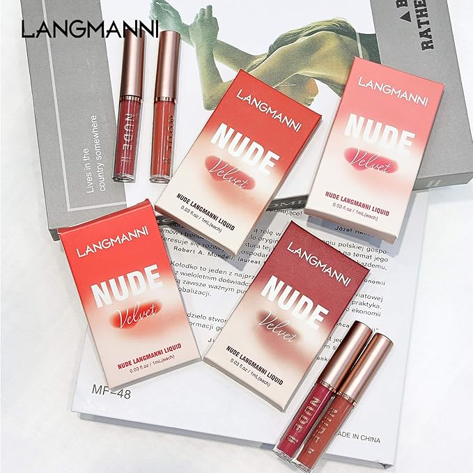 LANGMANNI Matte Liquid Lipstick Makeup Set Velvety Liquid LANGMANNI