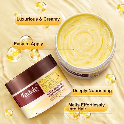 Collagen+Keratin Hair Mask - Deep Repair for Damaged Hair with Argan Oil and Vitamin E - Hydrating Treatment for Dryness and Damage-150 ml (Refreshing), Yellow (5.07 Fl Oz (Pack of 1), Fresh)
