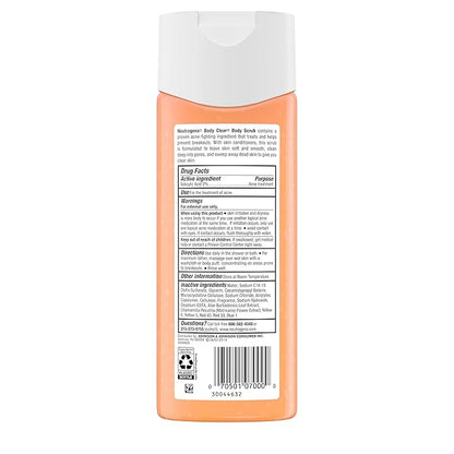 Neutrogena Body Clear Oil Free Acne Body Scrub with Salicylic Acid, Exfoliating Body Wash for Back, Chest, and Shoulders, 8.5 fl. oz (Pack of 2)
