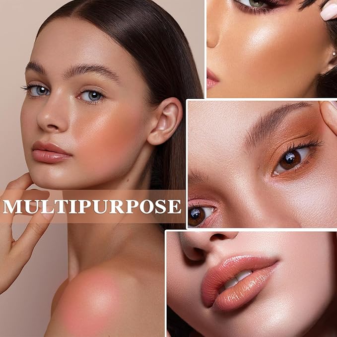 Cream Blush Stick with Brush,Waterproof Multi Cream Blush Skin F4