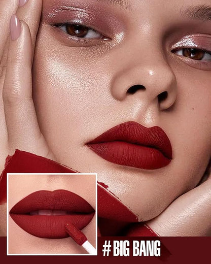 3Pc Matte Liquid Lipsticks, Pink Dark Red Brown Long