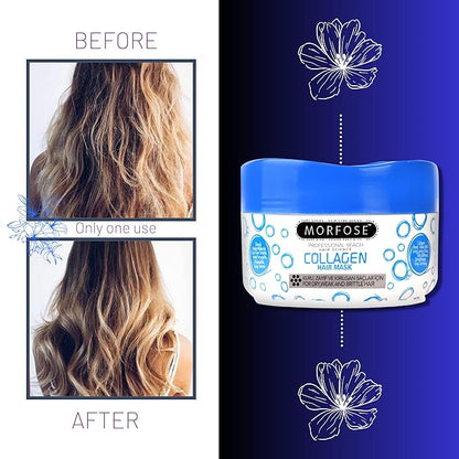 Morfose Professional Milk Therapy Hair Mask for Dry, Damaged, or Brittle Strands, 12 Essential Amino Acids, and Proteins, Fuller Healthier, Softer look, (large, 16.9 Fl Oz) (Collagen)