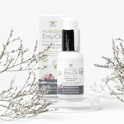 Emu Oil Pure Skin Moisturizer - Nail, Body, Face, Scalp & Hair Moisturizer with Omega 3, 6, 9, Vitamins, & Minerals - Australian Emu Oil for Skincare by Y-Not Natural - Pink Sugar 60ml