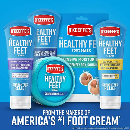 O'Keeffe's for Healthy Feet Foot Cream - 7 oz Tube (1 Pack) - Guaranteed Relief for Extremely Cracked, Dry Feet, Repairing Skincare, Instantly Boosts and Retains Moisture Levels