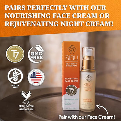 Sibu Hydrating Facial Serum, Made From Premium Sea Buckthorn Oil & Hyaluronic Acid (1oz) – Hydrates Dry Skin, Brightens Complexion & Reduces Blemishes