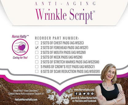 Nurse Hatty® Anti-aging Wrinkle Script Forehead 2pk. Silicone Skincare Pads for Wrinkles