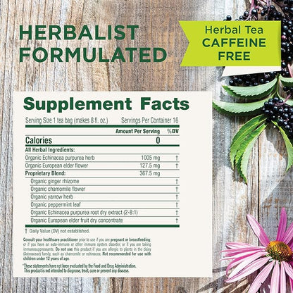 Traditional Medicinals Tea, Organic Echinacea Plus Elderberry, Boosts the Immune System, 16 Tea Bags