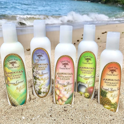 Island Soap and Candle Works Botanical Coconut Scented Body Lotion for Men and Women - Paraben Free Body Moisturizer - Hydrating Hawaiian Skincare - Creamy Coconut - 8.5 Fl Oz. Bottle